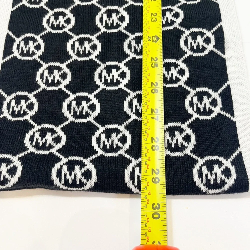 NEW Michael Kors Scarf Black White Logo Monogram Knit Infinity Scarf NWT
